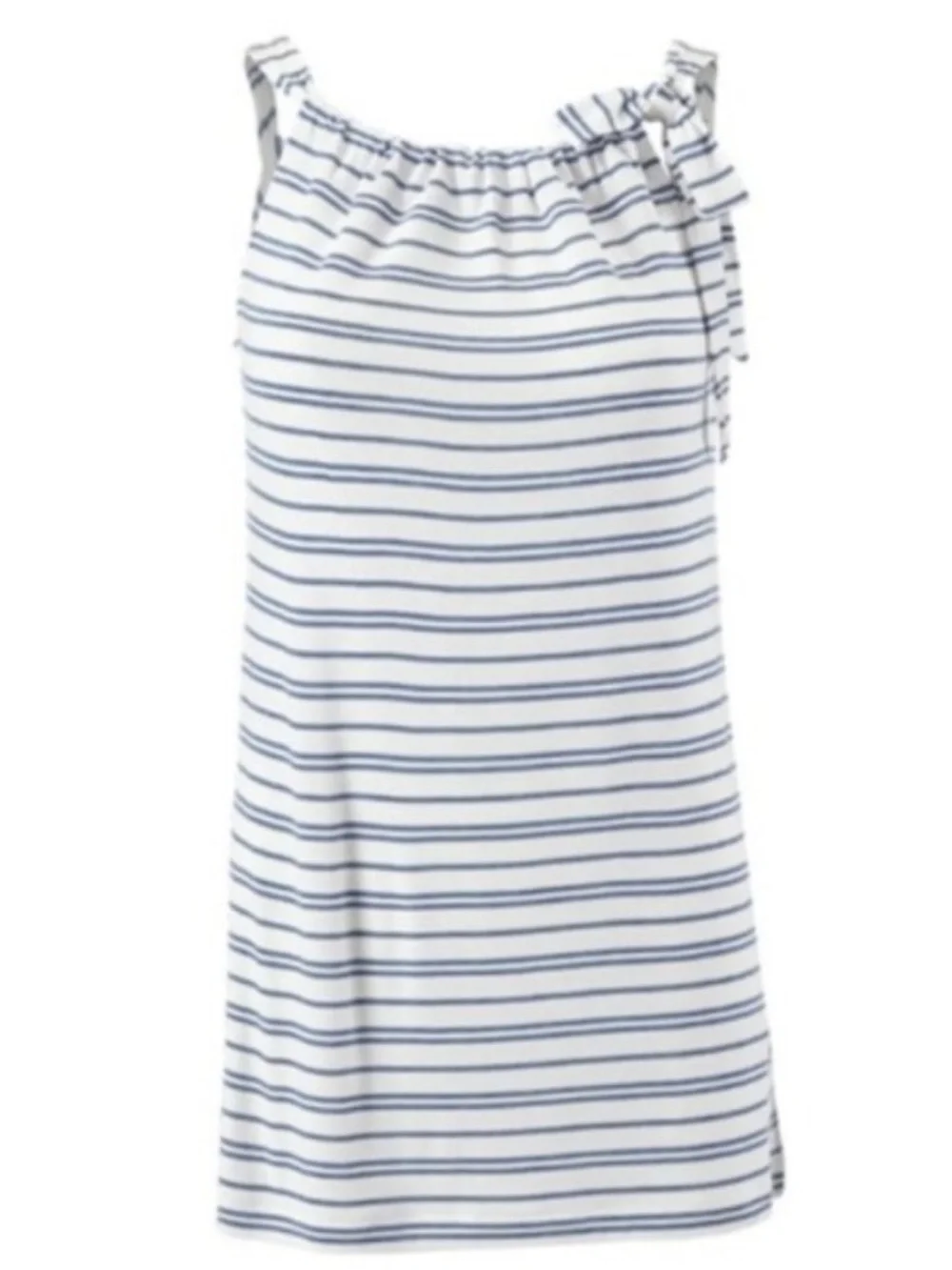 CAbi White Tank Top with Blue Stripes